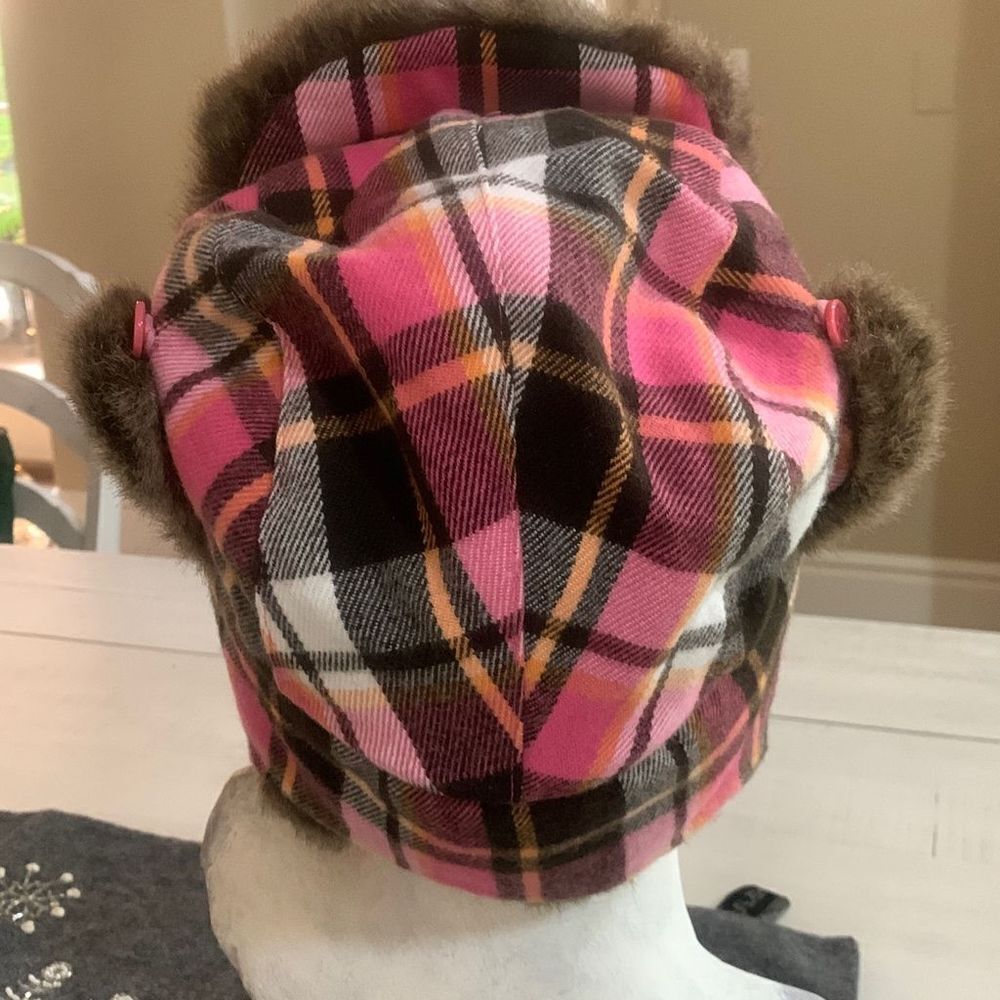 Pink Plaid Winter Hat - Picture 4 of 5